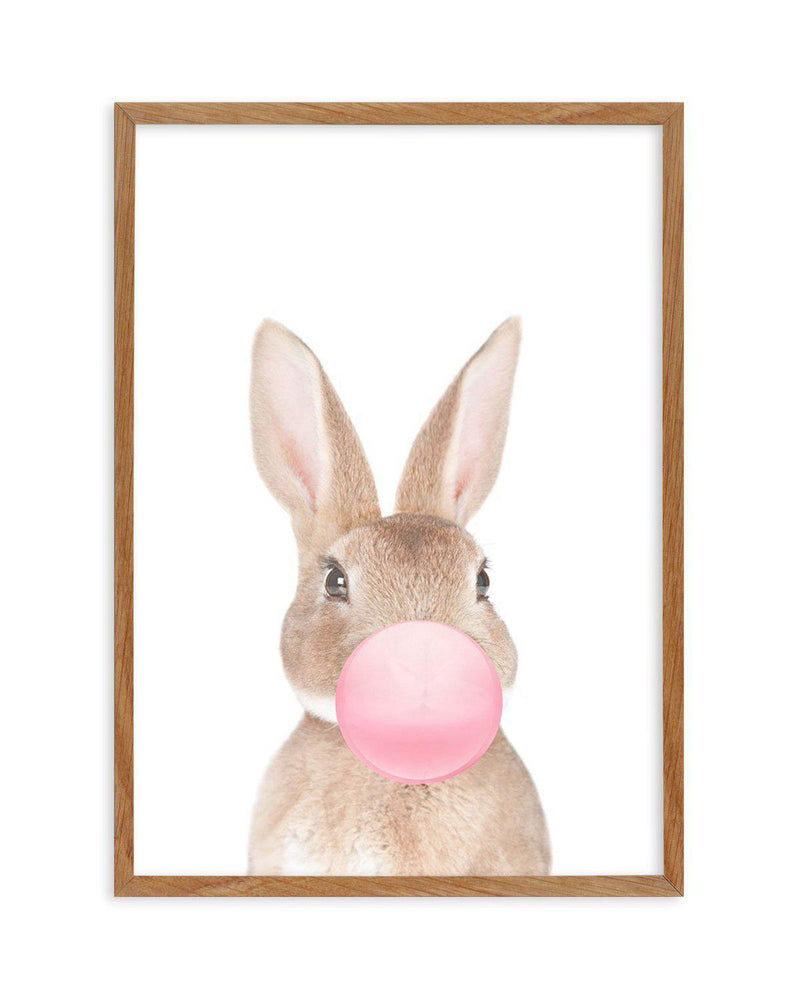 Little Bunny | Blowing Pink Bubble Art Print-PRINT-Olive et Oriel-Olive et Oriel-Buy-Australian-Art-Prints-Online-with-Olive-et-Oriel-Your-Artwork-Specialists-Austrailia-Decorate-With-Coastal-Photo-Wall-Art-Prints-From-Our-Beach-House-Artwork-Collection-Fine-Poster-and-Framed-Artwork