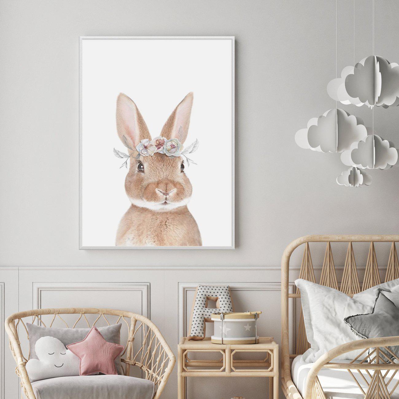 Little Bunny | Flower Crown Art Print-PRINT-Olive et Oriel-Olive et Oriel-Buy-Australian-Art-Prints-Online-with-Olive-et-Oriel-Your-Artwork-Specialists-Austrailia-Decorate-With-Coastal-Photo-Wall-Art-Prints-From-Our-Beach-House-Artwork-Collection-Fine-Poster-and-Framed-Artwork