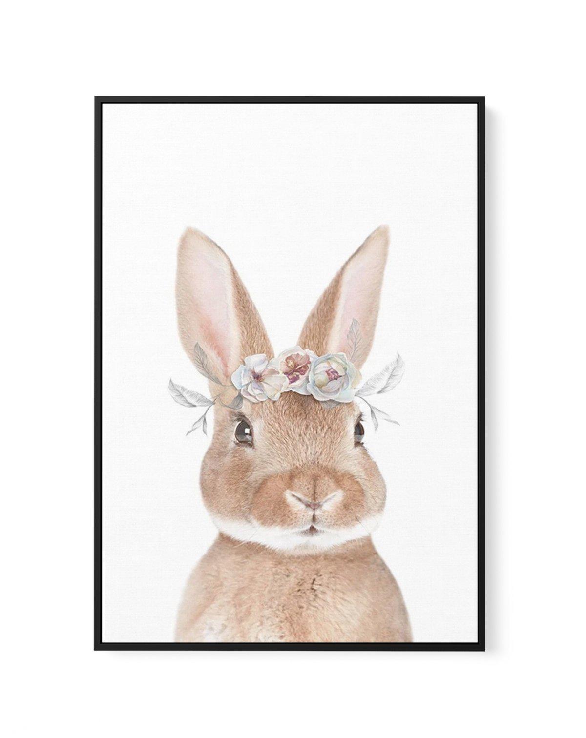 Little Bunny | Flower Crown | Framed Canvas-CANVAS-You can shop wall art online with Olive et Oriel for everything from abstract art to fun kids wall art. Our beautiful modern art prints and canvas art are available from large canvas prints to wall art paintings and our proudly Australian artwork collection offers only the highest quality framed large wall art and canvas art Australia - You can buy fashion photography prints or Hampton print posters and paintings on canvas from Olive et Oriel an