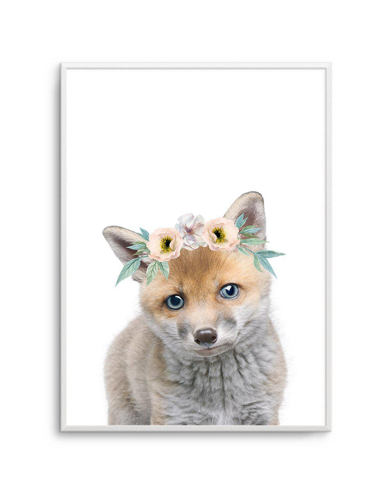 Little Fox | Flower Crown Art Print-PRINT-Olive et Oriel-Olive et Oriel-A5 | 5.8" x 8.3" | 14.8 x 21cm-Unframed Art Print-With White Border-Buy-Australian-Art-Prints-Online-with-Olive-et-Oriel-Your-Artwork-Specialists-Austrailia-Decorate-With-Coastal-Photo-Wall-Art-Prints-From-Our-Beach-House-Artwork-Collection-Fine-Poster-and-Framed-Artwork
