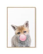 Little Fox | Blowing Pink Bubble | Framed Canvas-CANVAS-You can shop wall art online with Olive et Oriel for everything from abstract art to fun kids wall art. Our beautiful modern art prints and canvas art are available from large canvas prints to wall art paintings and our proudly Australian artwork collection offers only the highest quality framed large wall art and canvas art Australia - You can buy fashion photography prints or Hampton print posters and paintings on canvas from Olive et Ori