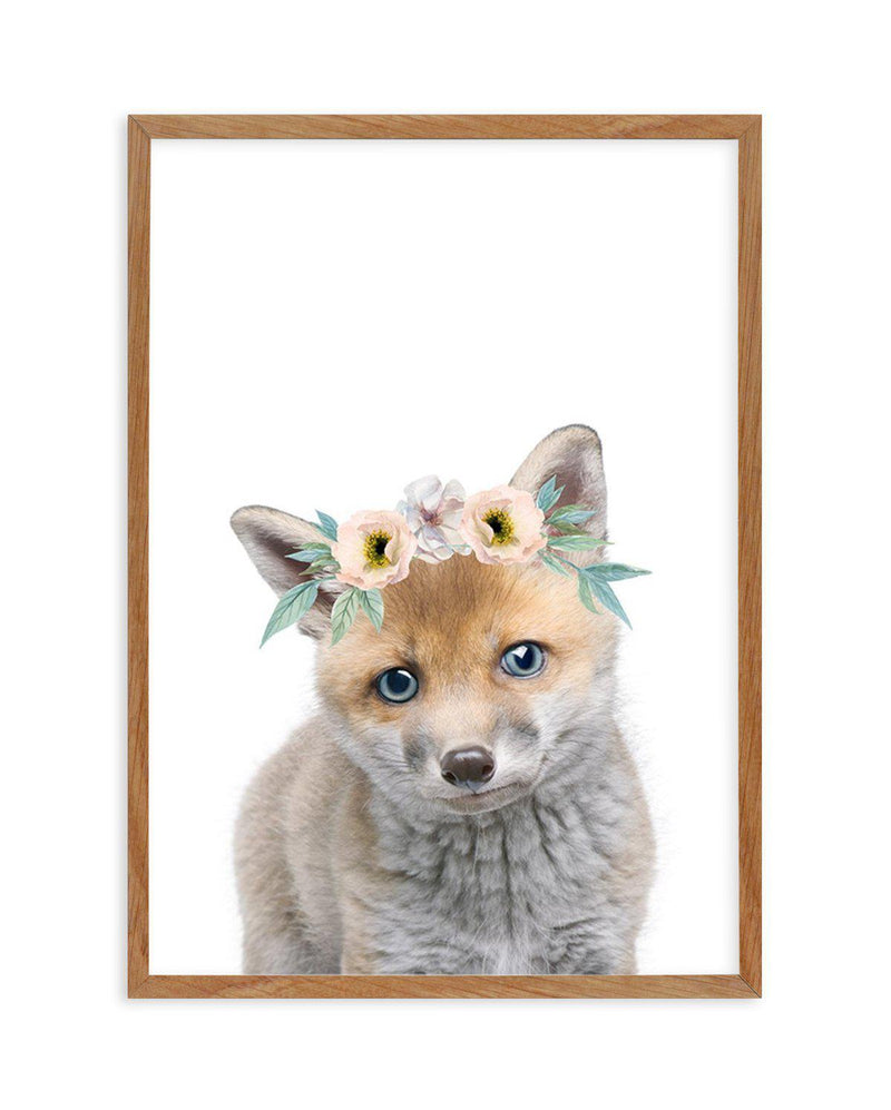 Little Fox | Flower Crown Art Print-PRINT-Olive et Oriel-Olive et Oriel-50x70 cm | 19.6" x 27.5"-Walnut-With White Border-Buy-Australian-Art-Prints-Online-with-Olive-et-Oriel-Your-Artwork-Specialists-Austrailia-Decorate-With-Coastal-Photo-Wall-Art-Prints-From-Our-Beach-House-Artwork-Collection-Fine-Poster-and-Framed-Artwork