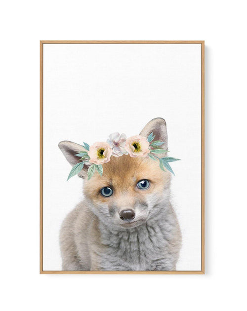 Little Fox | Flower Crown | Framed Canvas-CANVAS-You can shop wall art online with Olive et Oriel for everything from abstract art to fun kids wall art. Our beautiful modern art prints and canvas art are available from large canvas prints to wall art paintings and our proudly Australian artwork collection offers only the highest quality framed large wall art and canvas art Australia - You can buy fashion photography prints or Hampton print posters and paintings on canvas from Olive et Oriel and 