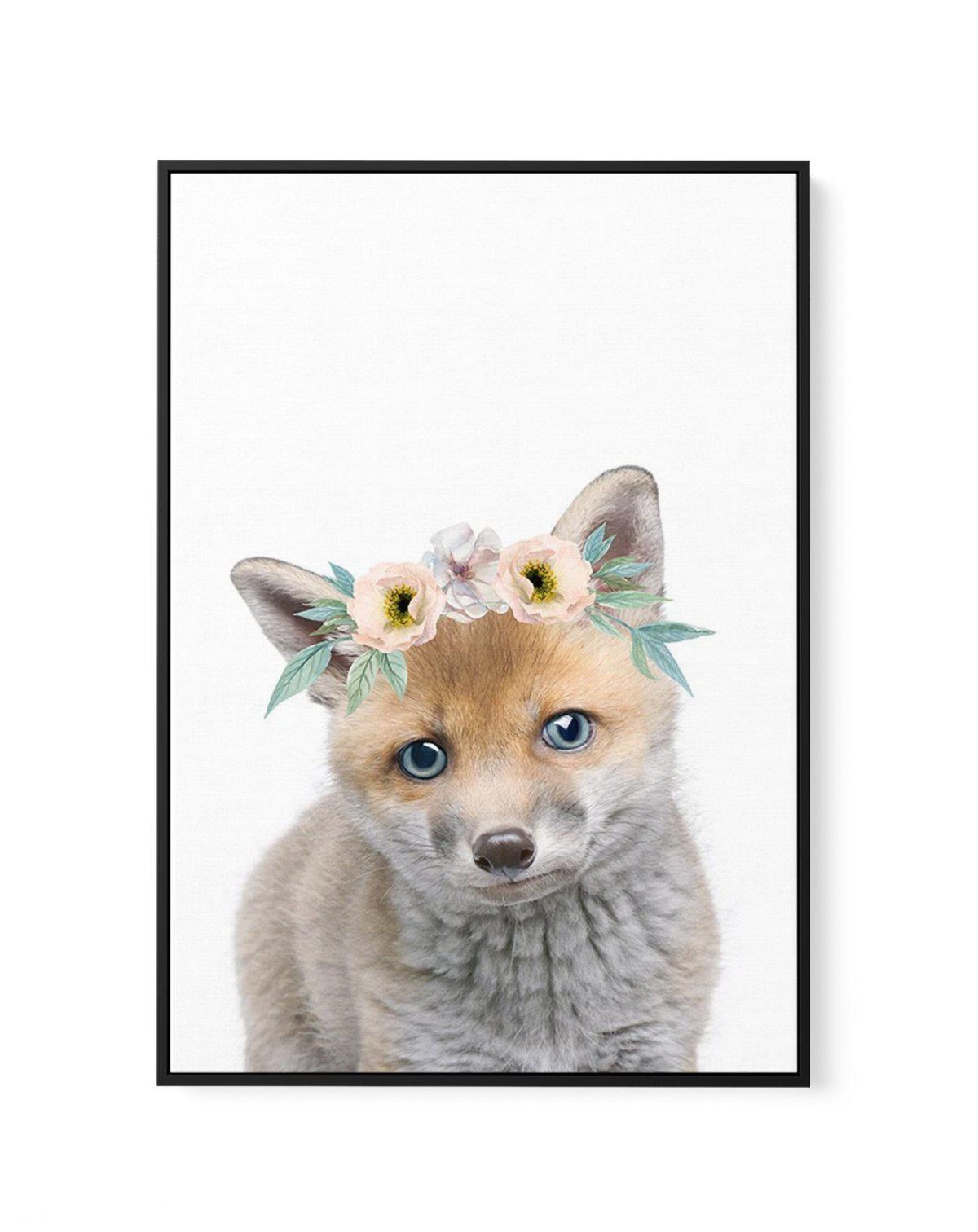 Little Fox | Flower Crown | Framed Canvas-CANVAS-You can shop wall art online with Olive et Oriel for everything from abstract art to fun kids wall art. Our beautiful modern art prints and canvas art are available from large canvas prints to wall art paintings and our proudly Australian artwork collection offers only the highest quality framed large wall art and canvas art Australia - You can buy fashion photography prints or Hampton print posters and paintings on canvas from Olive et Oriel and 