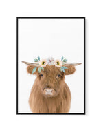 Little Highlander Cow | Flower Crown | Framed Canvas-CANVAS-You can shop wall art online with Olive et Oriel for everything from abstract art to fun kids wall art. Our beautiful modern art prints and canvas art are available from large canvas prints to wall art paintings and our proudly Australian artwork collection offers only the highest quality framed large wall art and canvas art Australia - You can buy fashion photography prints or Hampton print posters and paintings on canvas from Olive et