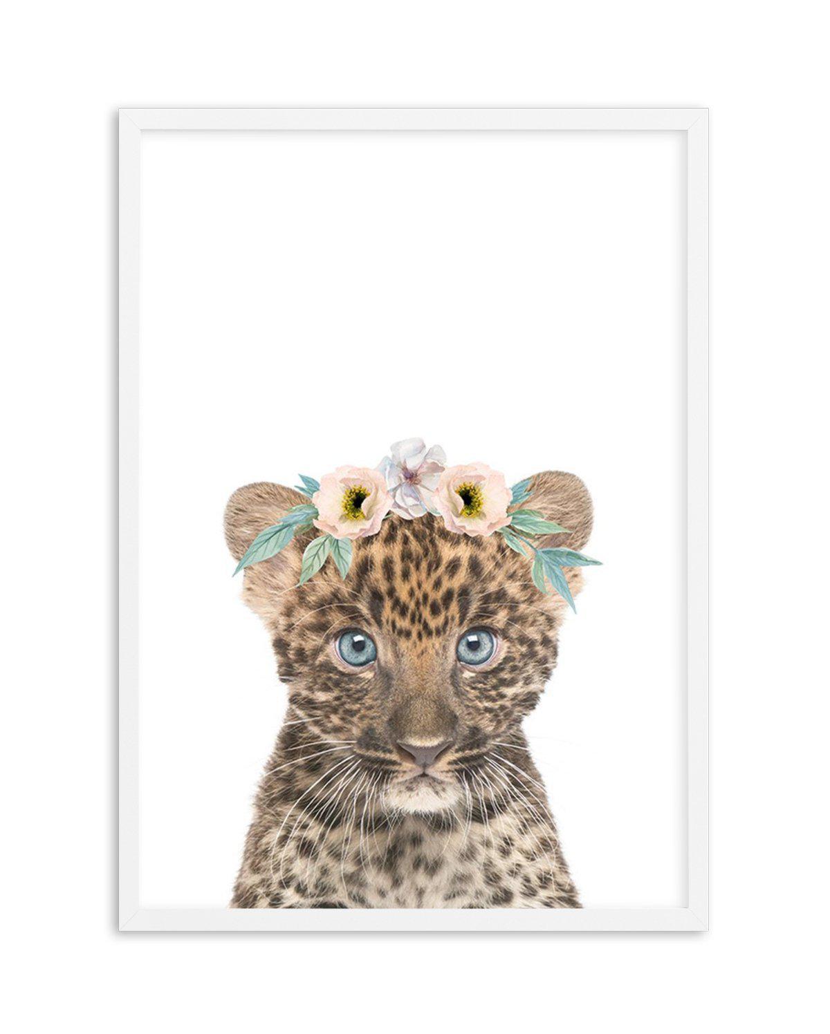 Little Leopard Cub | Flower Crown Art Print-PRINT-Olive et Oriel-Olive et Oriel-A5 | 5.8" x 8.3" | 14.8 x 21cm-White-With White Border-Buy-Australian-Art-Prints-Online-with-Olive-et-Oriel-Your-Artwork-Specialists-Austrailia-Decorate-With-Coastal-Photo-Wall-Art-Prints-From-Our-Beach-House-Artwork-Collection-Fine-Poster-and-Framed-Artwork