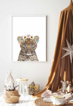 Little Leopard Cub | Flower Crown Art Print-PRINT-Olive et Oriel-Olive et Oriel-Buy-Australian-Art-Prints-Online-with-Olive-et-Oriel-Your-Artwork-Specialists-Austrailia-Decorate-With-Coastal-Photo-Wall-Art-Prints-From-Our-Beach-House-Artwork-Collection-Fine-Poster-and-Framed-Artwork