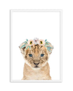 Little Lion Cub | Flower Crown Art Print-PRINT-Olive et Oriel-Olive et Oriel-A5 | 5.8" x 8.3" | 14.8 x 21cm-White-With White Border-Buy-Australian-Art-Prints-Online-with-Olive-et-Oriel-Your-Artwork-Specialists-Austrailia-Decorate-With-Coastal-Photo-Wall-Art-Prints-From-Our-Beach-House-Artwork-Collection-Fine-Poster-and-Framed-Artwork