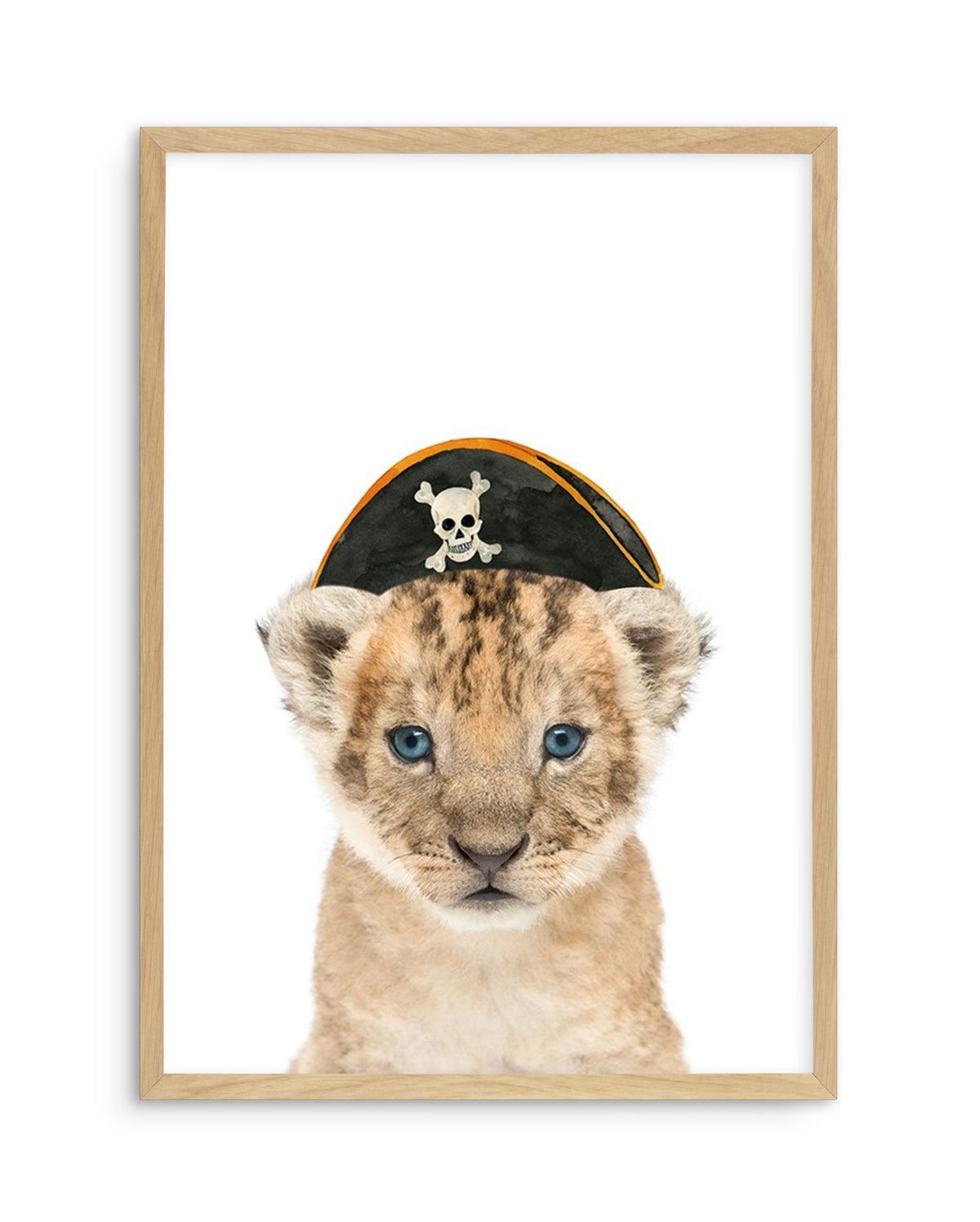 Little Lion Cub | Pirate Hat Art Print-PRINT-Olive et Oriel-Olive et Oriel-A5 | 5.8" x 8.3" | 14.8 x 21cm-Oak-With White Border-Buy-Australian-Art-Prints-Online-with-Olive-et-Oriel-Your-Artwork-Specialists-Austrailia-Decorate-With-Coastal-Photo-Wall-Art-Prints-From-Our-Beach-House-Artwork-Collection-Fine-Poster-and-Framed-Artwork