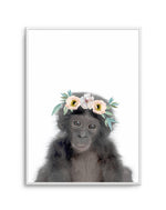 Little Monkey | Flower Crown Art Print-PRINT-Olive et Oriel-Olive et Oriel-A5 | 5.8" x 8.3" | 14.8 x 21cm-Unframed Art Print-With White Border-Buy-Australian-Art-Prints-Online-with-Olive-et-Oriel-Your-Artwork-Specialists-Austrailia-Decorate-With-Coastal-Photo-Wall-Art-Prints-From-Our-Beach-House-Artwork-Collection-Fine-Poster-and-Framed-Artwork