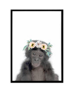 Little Monkey | Flower Crown Art Print-PRINT-Olive et Oriel-Olive et Oriel-A5 | 5.8" x 8.3" | 14.8 x 21cm-Black-With White Border-Buy-Australian-Art-Prints-Online-with-Olive-et-Oriel-Your-Artwork-Specialists-Austrailia-Decorate-With-Coastal-Photo-Wall-Art-Prints-From-Our-Beach-House-Artwork-Collection-Fine-Poster-and-Framed-Artwork