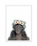 Little Monkey | Flower Crown Art Print-PRINT-Olive et Oriel-Olive et Oriel-A5 | 5.8" x 8.3" | 14.8 x 21cm-White-With White Border-Buy-Australian-Art-Prints-Online-with-Olive-et-Oriel-Your-Artwork-Specialists-Austrailia-Decorate-With-Coastal-Photo-Wall-Art-Prints-From-Our-Beach-House-Artwork-Collection-Fine-Poster-and-Framed-Artwork