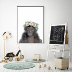 Little Monkey | Flower Crown Art Print-PRINT-Olive et Oriel-Olive et Oriel-Buy-Australian-Art-Prints-Online-with-Olive-et-Oriel-Your-Artwork-Specialists-Austrailia-Decorate-With-Coastal-Photo-Wall-Art-Prints-From-Our-Beach-House-Artwork-Collection-Fine-Poster-and-Framed-Artwork