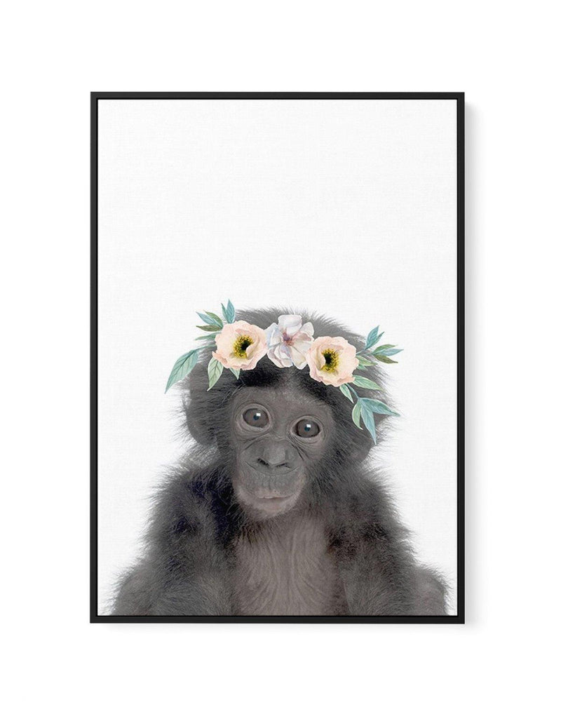 Little Monkey | Flower Crown | Framed Canvas-CANVAS-You can shop wall art online with Olive et Oriel for everything from abstract art to fun kids wall art. Our beautiful modern art prints and canvas art are available from large canvas prints to wall art paintings and our proudly Australian artwork collection offers only the highest quality framed large wall art and canvas art Australia - You can buy fashion photography prints or Hampton print posters and paintings on canvas from Olive et Oriel a