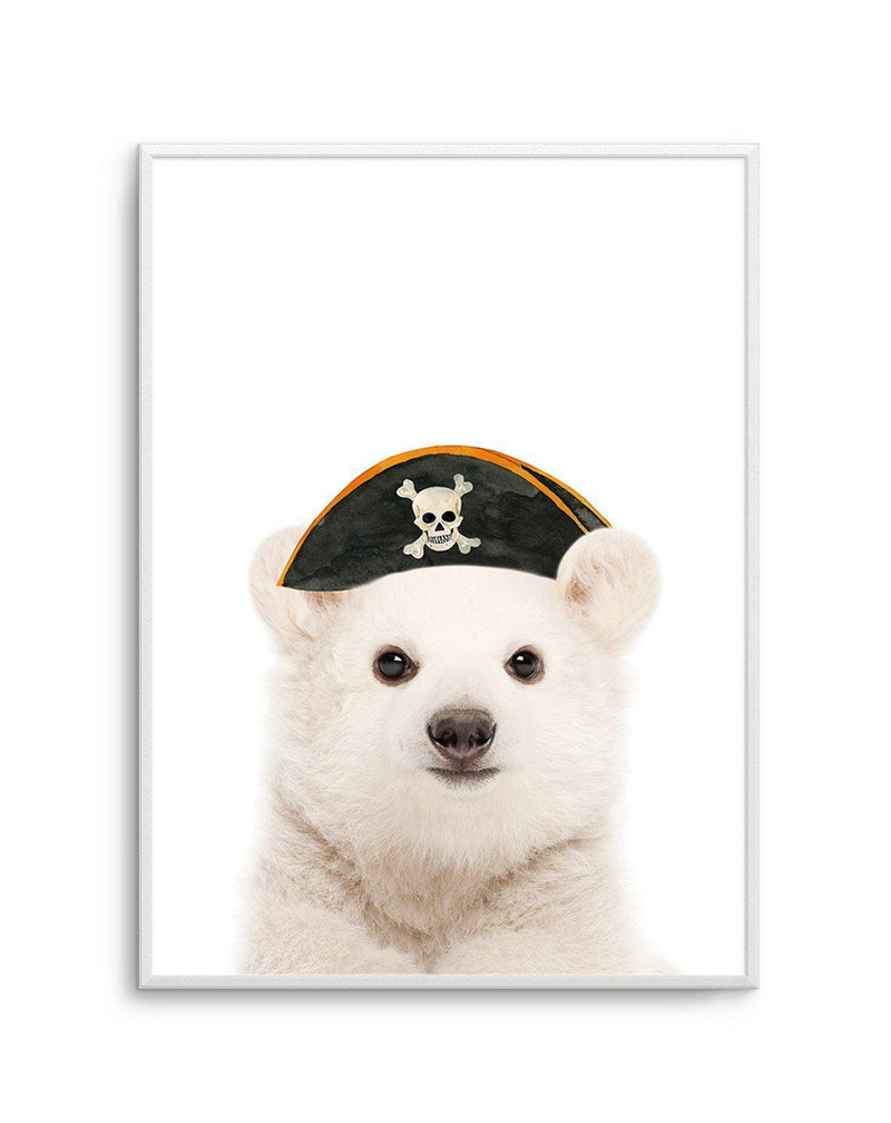 Little Polar Bear | Pirate Hat Art Print-PRINT-Olive et Oriel-Olive et Oriel-A5 | 5.8" x 8.3" | 14.8 x 21cm-Unframed Art Print-With White Border-Buy-Australian-Art-Prints-Online-with-Olive-et-Oriel-Your-Artwork-Specialists-Austrailia-Decorate-With-Coastal-Photo-Wall-Art-Prints-From-Our-Beach-House-Artwork-Collection-Fine-Poster-and-Framed-Artwork
