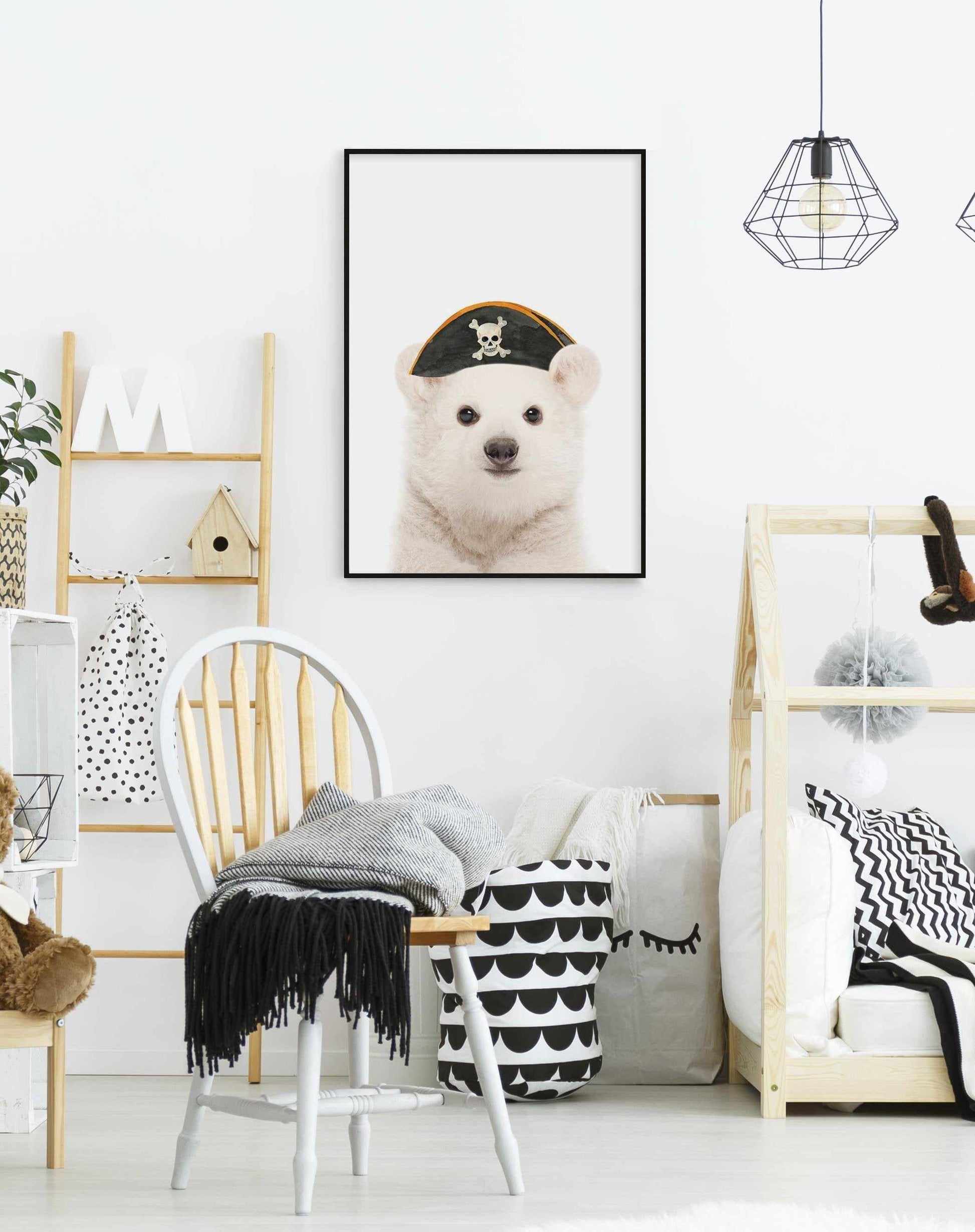 Little Polar Bear | Pirate Hat Art Print-PRINT-Olive et Oriel-Olive et Oriel-Buy-Australian-Art-Prints-Online-with-Olive-et-Oriel-Your-Artwork-Specialists-Austrailia-Decorate-With-Coastal-Photo-Wall-Art-Prints-From-Our-Beach-House-Artwork-Collection-Fine-Poster-and-Framed-Artwork