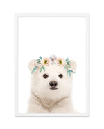 Little Polar Bear | Flower Crown Art Print-PRINT-Olive et Oriel-Olive et Oriel-A5 | 5.8" x 8.3" | 14.8 x 21cm-White-With White Border-Buy-Australian-Art-Prints-Online-with-Olive-et-Oriel-Your-Artwork-Specialists-Austrailia-Decorate-With-Coastal-Photo-Wall-Art-Prints-From-Our-Beach-House-Artwork-Collection-Fine-Poster-and-Framed-Artwork