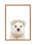 Little Polar Bear | Flower Crown Art Print-PRINT-Olive et Oriel-Olive et Oriel-50x70 cm | 19.6" x 27.5"-Walnut-With White Border-Buy-Australian-Art-Prints-Online-with-Olive-et-Oriel-Your-Artwork-Specialists-Austrailia-Decorate-With-Coastal-Photo-Wall-Art-Prints-From-Our-Beach-House-Artwork-Collection-Fine-Poster-and-Framed-Artwork
