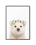 Little Polar Bear | Flower Crown | Framed Canvas-CANVAS-You can shop wall art online with Olive et Oriel for everything from abstract art to fun kids wall art. Our beautiful modern art prints and canvas art are available from large canvas prints to wall art paintings and our proudly Australian artwork collection offers only the highest quality framed large wall art and canvas art Australia - You can buy fashion photography prints or Hampton print posters and paintings on canvas from Olive et Ori