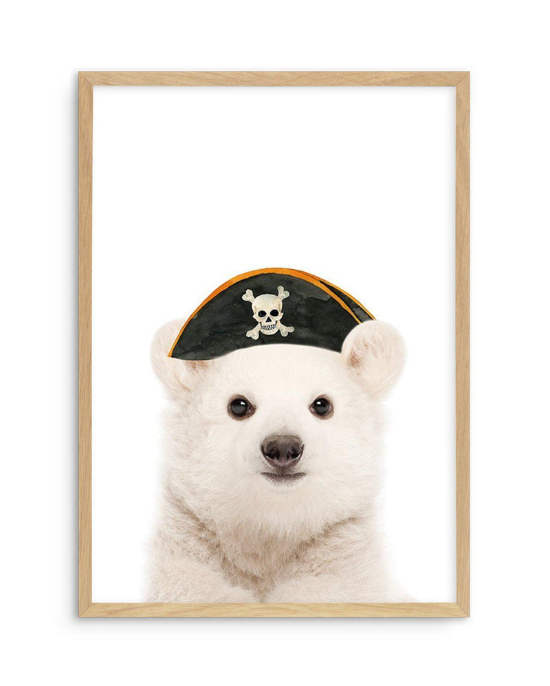 Little Polar Bear | Pirate Hat Art Print-PRINT-Olive et Oriel-Olive et Oriel-A5 | 5.8" x 8.3" | 14.8 x 21cm-Oak-With White Border-Buy-Australian-Art-Prints-Online-with-Olive-et-Oriel-Your-Artwork-Specialists-Austrailia-Decorate-With-Coastal-Photo-Wall-Art-Prints-From-Our-Beach-House-Artwork-Collection-Fine-Poster-and-Framed-Artwork