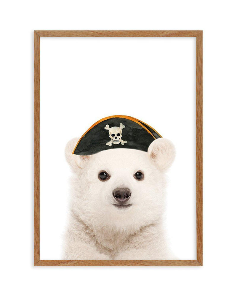 Little Polar Bear | Pirate Hat Art Print-PRINT-Olive et Oriel-Olive et Oriel-50x70 cm | 19.6" x 27.5"-Walnut-With White Border-Buy-Australian-Art-Prints-Online-with-Olive-et-Oriel-Your-Artwork-Specialists-Austrailia-Decorate-With-Coastal-Photo-Wall-Art-Prints-From-Our-Beach-House-Artwork-Collection-Fine-Poster-and-Framed-Artwork