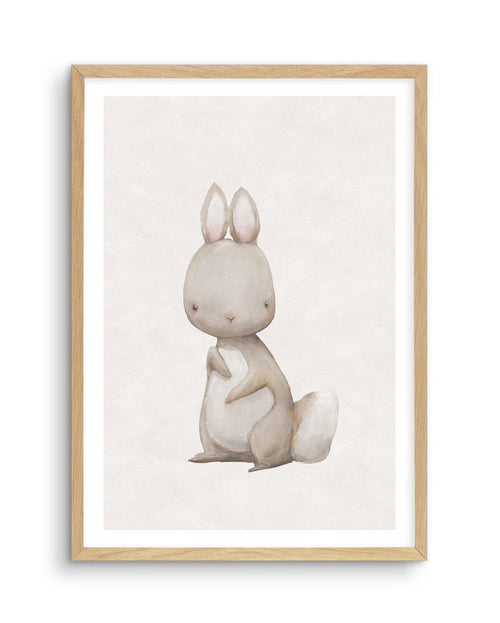Little Rabbit Art Print-PRINT-Olive et Oriel-Olive et Oriel-A5 | 5.8" x 8.3" | 14.8 x 21cm-Oak-With White Border-Buy-Australian-Art-Prints-Online-with-Olive-et-Oriel-Your-Artwork-Specialists-Austrailia-Decorate-With-Coastal-Photo-Wall-Art-Prints-From-Our-Beach-House-Artwork-Collection-Fine-Poster-and-Framed-Artwork