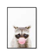 Little Raccoon | Blowing Pink Bubble | Framed Canvas-CANVAS-You can shop wall art online with Olive et Oriel for everything from abstract art to fun kids wall art. Our beautiful modern art prints and canvas art are available from large canvas prints to wall art paintings and our proudly Australian artwork collection offers only the highest quality framed large wall art and canvas art Australia - You can buy fashion photography prints or Hampton print posters and paintings on canvas from Olive et