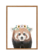 Little Red Panda | Flower Crown Art Print-PRINT-Olive et Oriel-Olive et Oriel-50x70 cm | 19.6" x 27.5"-Walnut-With White Border-Buy-Australian-Art-Prints-Online-with-Olive-et-Oriel-Your-Artwork-Specialists-Austrailia-Decorate-With-Coastal-Photo-Wall-Art-Prints-From-Our-Beach-House-Artwork-Collection-Fine-Poster-and-Framed-Artwork