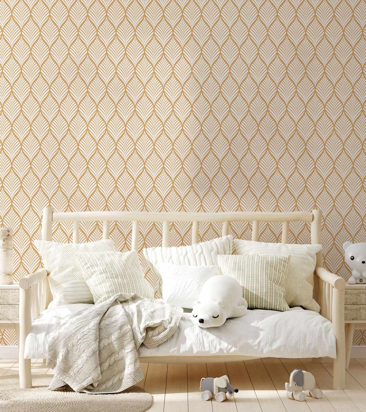 Little Retro Leaf Wallpaper - Olive et Oriel