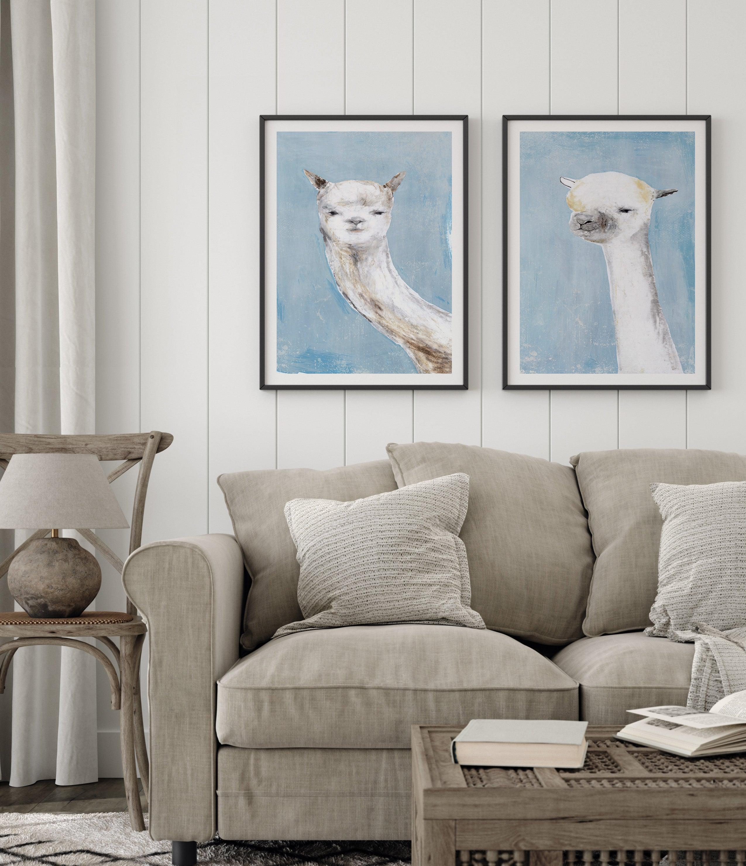 Llama on Blue I Art Print-PRINT-Olive et Oriel-PI Creative Contract 2-Buy-Australian-Art-Prints-Online-with-Olive-et-Oriel-Your-Artwork-Specialists-Austrailia-Decorate-With-Coastal-Photo-Wall-Art-Prints-From-Our-Beach-House-Artwork-Collection-Fine-Poster-and-Framed-Artwork