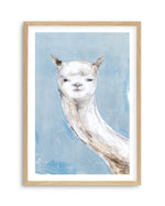 Llama on Blue I Art Print-PRINT-Olive et Oriel-PI Creative Contract 2-A5 | 5.8" x 8.3" | 14.8 x 21cm-Oak-With White Border-Buy-Australian-Art-Prints-Online-with-Olive-et-Oriel-Your-Artwork-Specialists-Austrailia-Decorate-With-Coastal-Photo-Wall-Art-Prints-From-Our-Beach-House-Artwork-Collection-Fine-Poster-and-Framed-Artwork