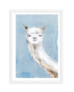 Llama on Blue I Art Print-PRINT-Olive et Oriel-PI Creative Contract 2-A5 | 5.8" x 8.3" | 14.8 x 21cm-White-With White Border-Buy-Australian-Art-Prints-Online-with-Olive-et-Oriel-Your-Artwork-Specialists-Austrailia-Decorate-With-Coastal-Photo-Wall-Art-Prints-From-Our-Beach-House-Artwork-Collection-Fine-Poster-and-Framed-Artwork