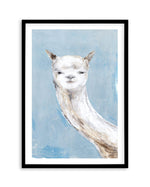 Llama on Blue I Art Print-PRINT-Olive et Oriel-PI Creative Contract 2-A5 | 5.8" x 8.3" | 14.8 x 21cm-Black-With White Border-Buy-Australian-Art-Prints-Online-with-Olive-et-Oriel-Your-Artwork-Specialists-Austrailia-Decorate-With-Coastal-Photo-Wall-Art-Prints-From-Our-Beach-House-Artwork-Collection-Fine-Poster-and-Framed-Artwork