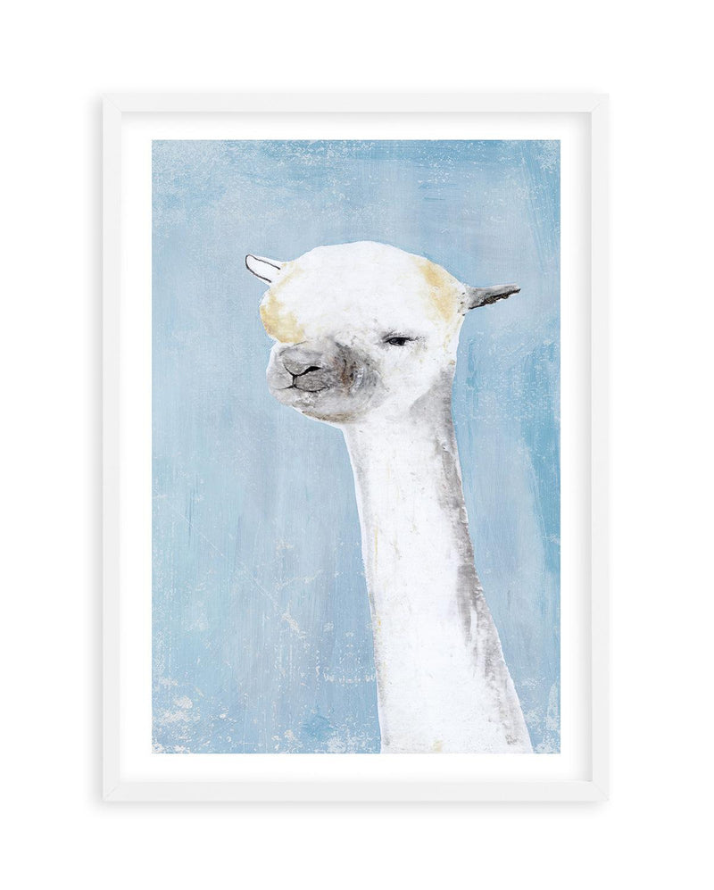 Llama on Blue II Art Print-PRINT-Olive et Oriel-PI Creative Contract 2-A5 | 5.8" x 8.3" | 14.8 x 21cm-White-With White Border-Buy-Australian-Art-Prints-Online-with-Olive-et-Oriel-Your-Artwork-Specialists-Austrailia-Decorate-With-Coastal-Photo-Wall-Art-Prints-From-Our-Beach-House-Artwork-Collection-Fine-Poster-and-Framed-Artwork