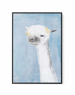 Llama on Blue II | Framed Canvas Art Print