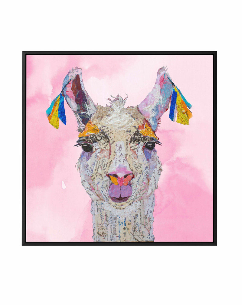 Llama Read About It | Framed Canvas Art Print