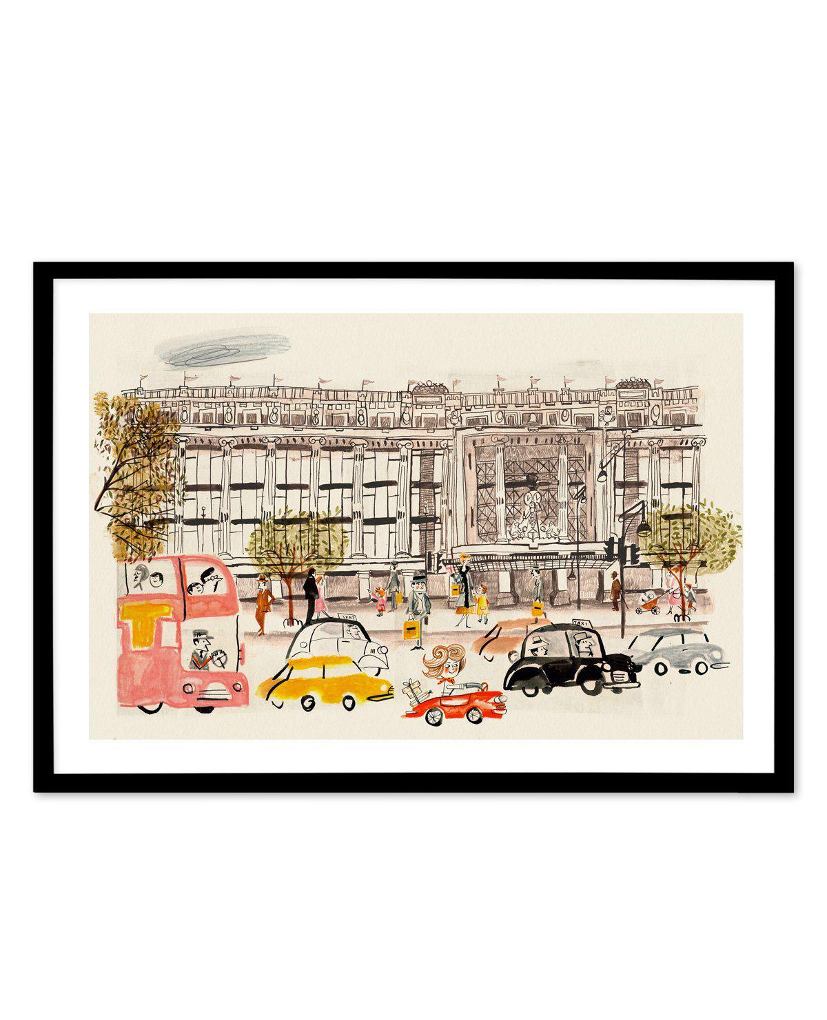 London City Illustration Art Print-PRINT-Olive et Oriel-Olive et Oriel-A5 | 5.8" x 8.3" | 14.8 x 21cm-Black-With White Border-Buy-Australian-Art-Prints-Online-with-Olive-et-Oriel-Your-Artwork-Specialists-Austrailia-Decorate-With-Coastal-Photo-Wall-Art-Prints-From-Our-Beach-House-Artwork-Collection-Fine-Poster-and-Framed-Artwork