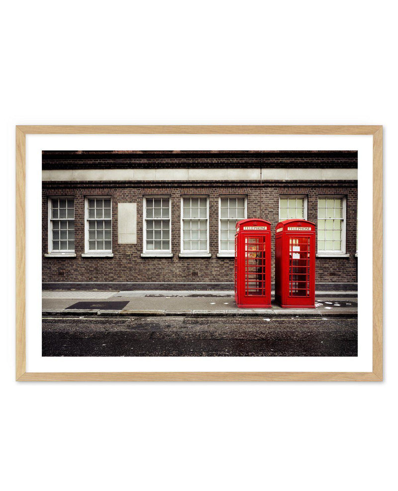 London Phone Booths Art Print-PRINT-Olive et Oriel-Olive et Oriel-A5 | 5.8" x 8.3" | 14.8 x 21cm-Oak-With White Border-Buy-Australian-Art-Prints-Online-with-Olive-et-Oriel-Your-Artwork-Specialists-Austrailia-Decorate-With-Coastal-Photo-Wall-Art-Prints-From-Our-Beach-House-Artwork-Collection-Fine-Poster-and-Framed-Artwork
