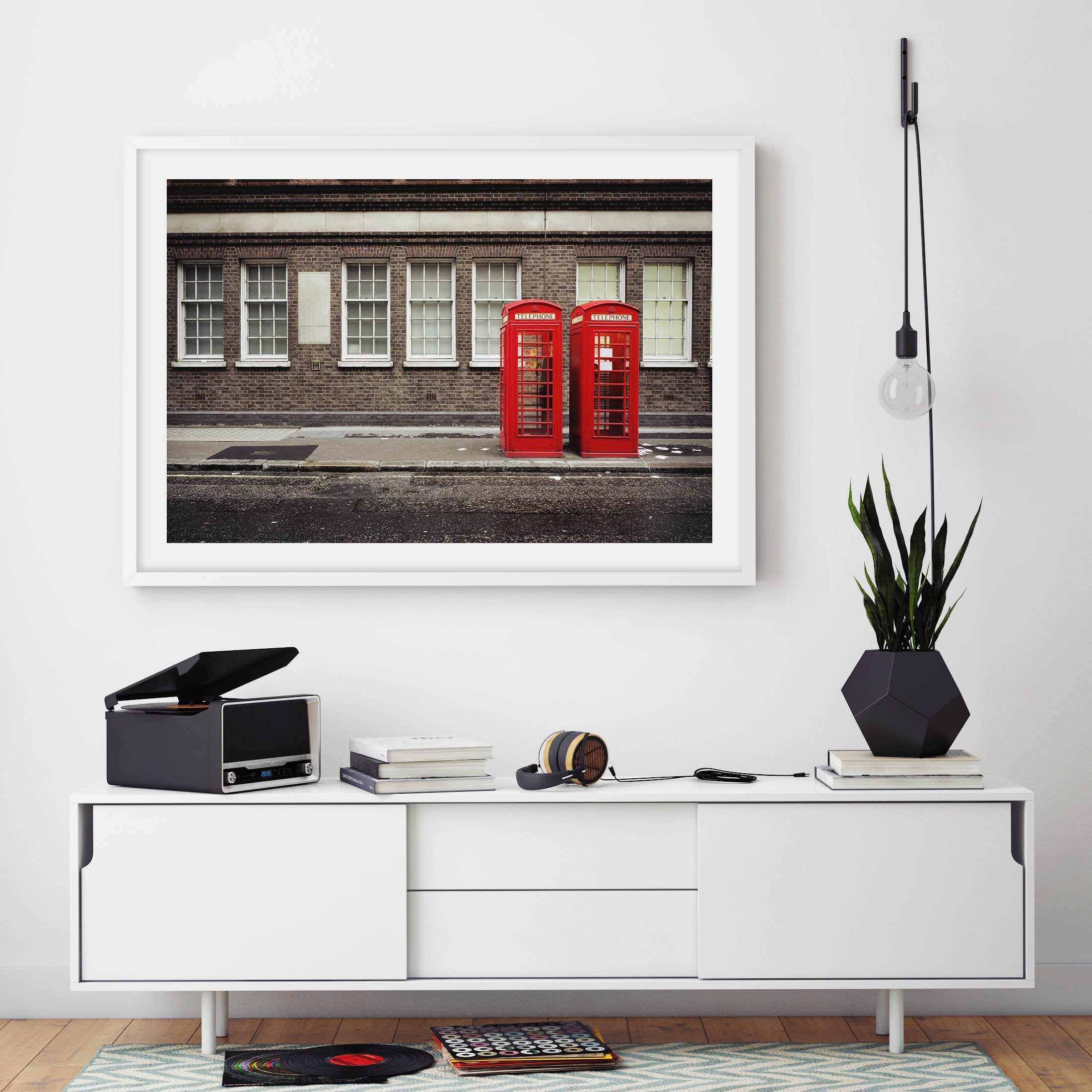 London Phone Booths Art Print-PRINT-Olive et Oriel-Olive et Oriel-Buy-Australian-Art-Prints-Online-with-Olive-et-Oriel-Your-Artwork-Specialists-Austrailia-Decorate-With-Coastal-Photo-Wall-Art-Prints-From-Our-Beach-House-Artwork-Collection-Fine-Poster-and-Framed-Artwork