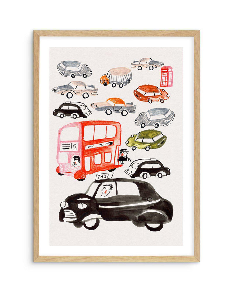 London Traffic Art Print-PRINT-Olive et Oriel-Olive et Oriel-A5 | 5.8" x 8.3" | 14.8 x 21cm-Oak-With White Border-Buy-Australian-Art-Prints-Online-with-Olive-et-Oriel-Your-Artwork-Specialists-Austrailia-Decorate-With-Coastal-Photo-Wall-Art-Prints-From-Our-Beach-House-Artwork-Collection-Fine-Poster-and-Framed-Artwork