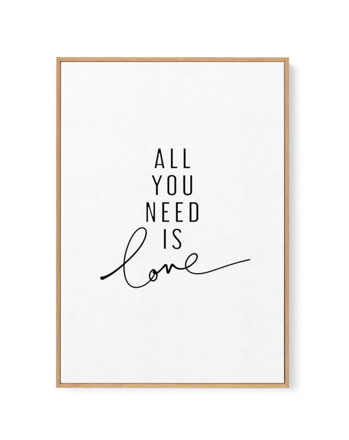 Love Is All You Need | Framed Canvas-CANVAS-You can shop wall art online with Olive et Oriel for everything from abstract art to fun kids wall art. Our beautiful modern art prints and canvas art are available from large canvas prints to wall art paintings and our proudly Australian artwork collection offers only the highest quality framed large wall art and canvas art Australia - You can buy fashion photography prints or Hampton print posters and paintings on canvas from Olive et Oriel and have 