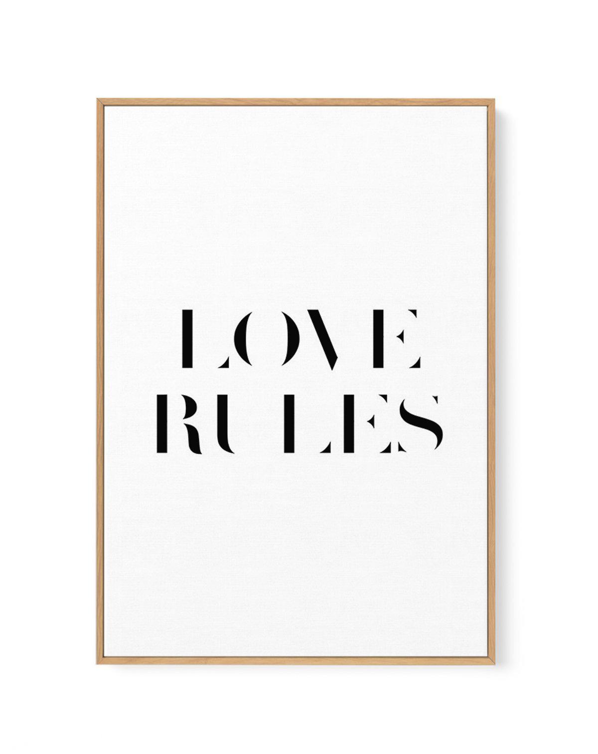 Love Rules | Framed Canvas-CANVAS-You can shop wall art online with Olive et Oriel for everything from abstract art to fun kids wall art. Our beautiful modern art prints and canvas art are available from large canvas prints to wall art paintings and our proudly Australian artwork collection offers only the highest quality framed large wall art and canvas art Australia - You can buy fashion photography prints or Hampton print posters and paintings on canvas from Olive et Oriel and have them deliv