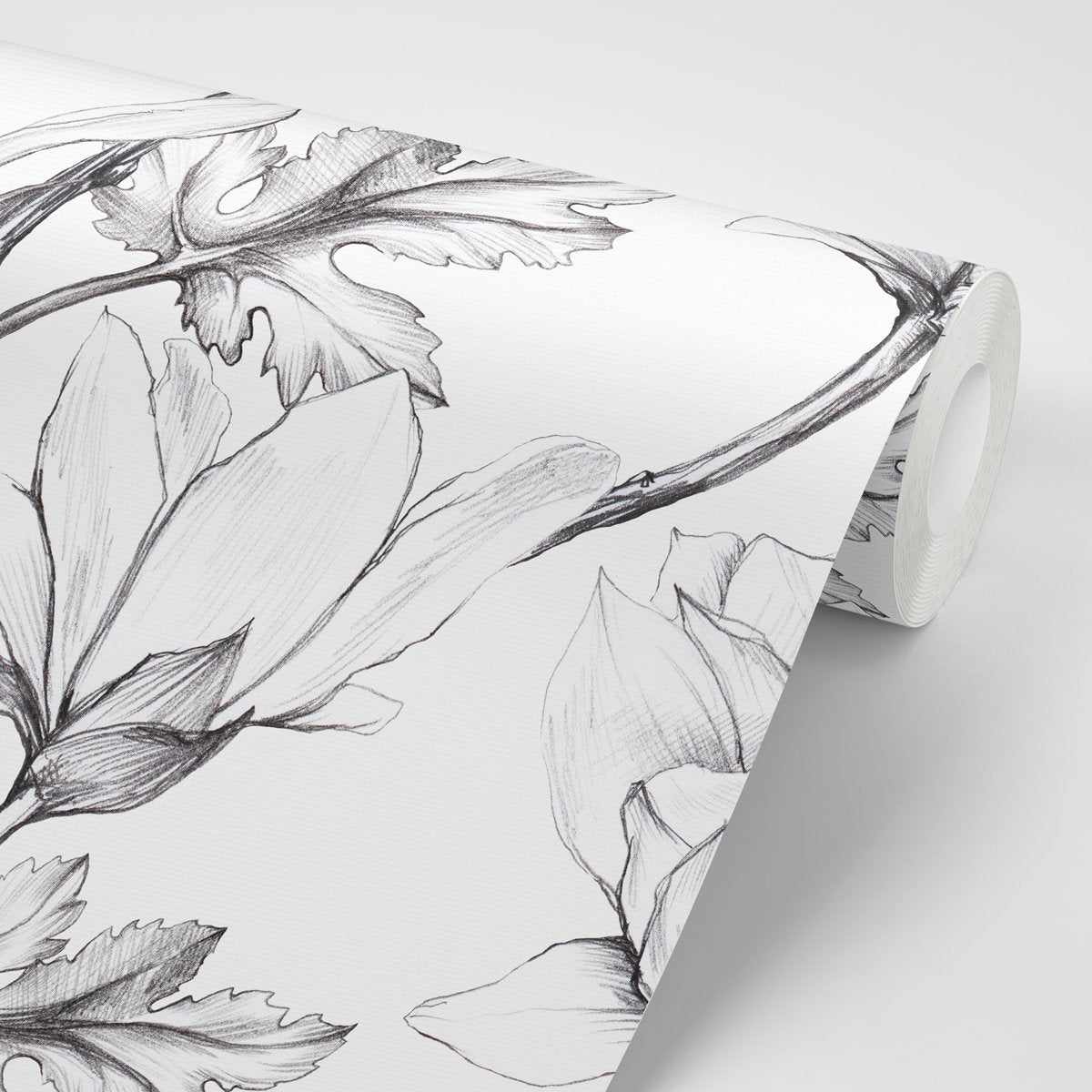 Magnolia Sketch Wallpaper-Wallpaper-Buy-Australian-Removable-Wallpaper-Now-In-Black-&-White-Wallpaper-Peel-And-Stick-Wallpaper-Online-At-Olive-et-Oriel-Custom-Made-Wallpapers-Wall-Papers-Decorate-Your-Bedroom-Living-Room-Kids-Room-or-Commercial-Interior