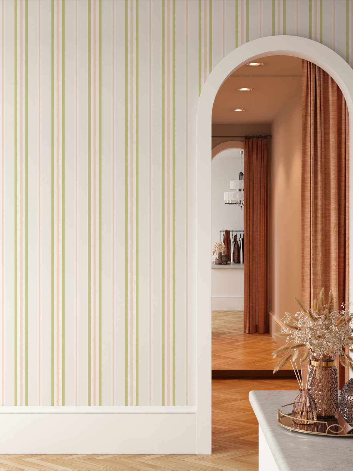 Malibu Stripe Wallpaper - Olive et Oriel