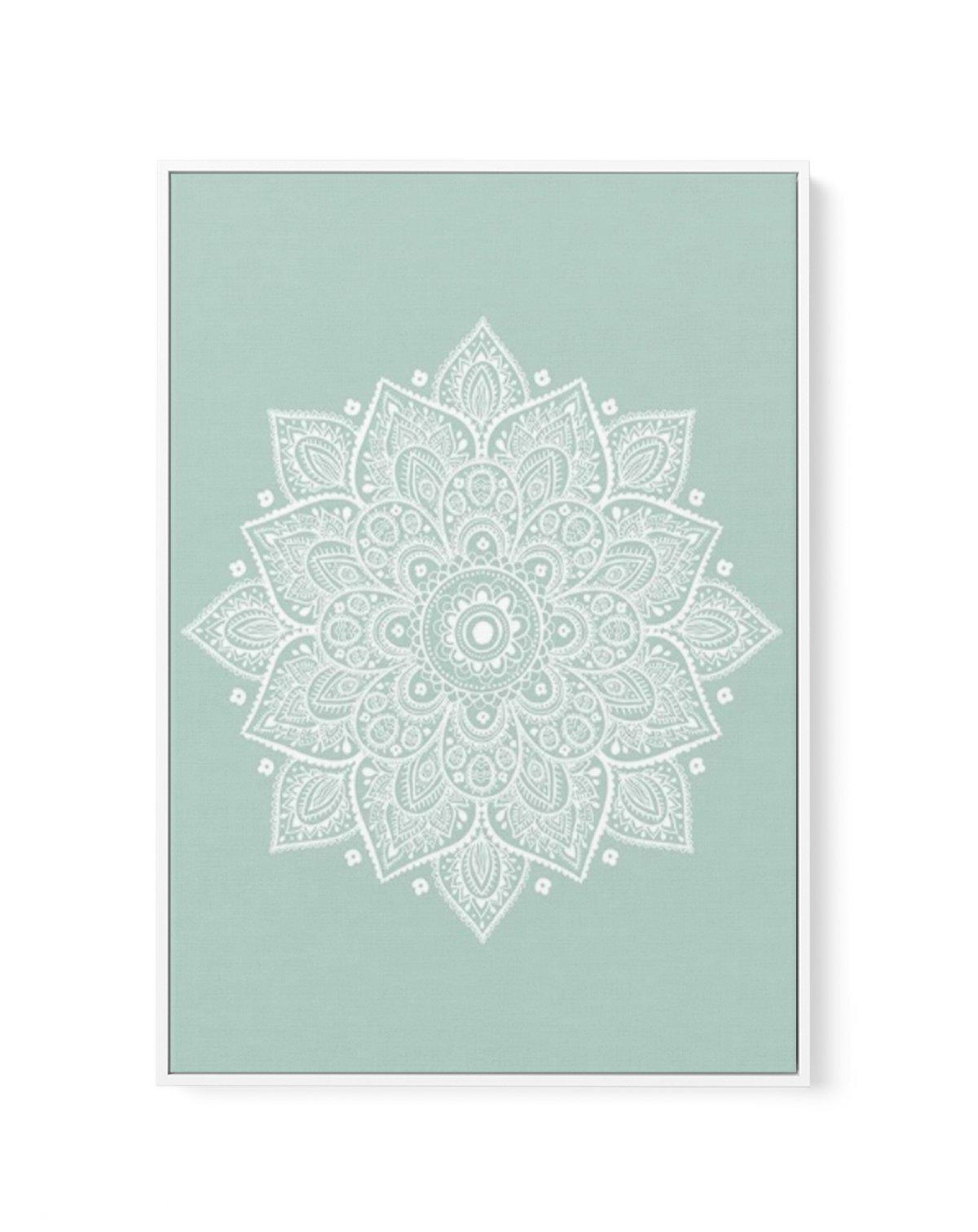 Mandala | Seafoam | Framed Canvas-CANVAS-You can shop wall art online with Olive et Oriel for everything from abstract art to fun kids wall art. Our beautiful modern art prints and canvas art are available from large canvas prints to wall art paintings and our proudly Australian artwork collection offers only the highest quality framed large wall art and canvas art Australia - You can buy fashion photography prints or Hampton print posters and paintings on canvas from Olive et Oriel and have the