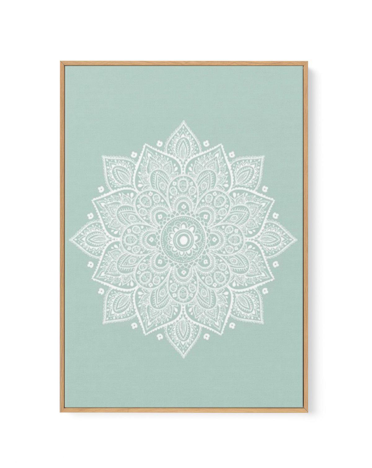 Mandala | Seafoam | Framed Canvas-CANVAS-You can shop wall art online with Olive et Oriel for everything from abstract art to fun kids wall art. Our beautiful modern art prints and canvas art are available from large canvas prints to wall art paintings and our proudly Australian artwork collection offers only the highest quality framed large wall art and canvas art Australia - You can buy fashion photography prints or Hampton print posters and paintings on canvas from Olive et Oriel and have the