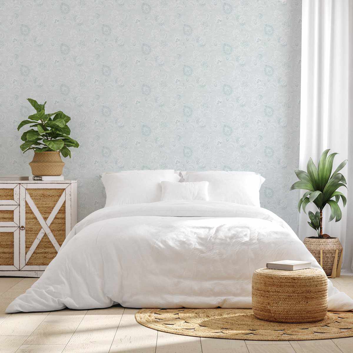 Marsielle in Duck Egg Blue Wallpaper - Olive et Oriel