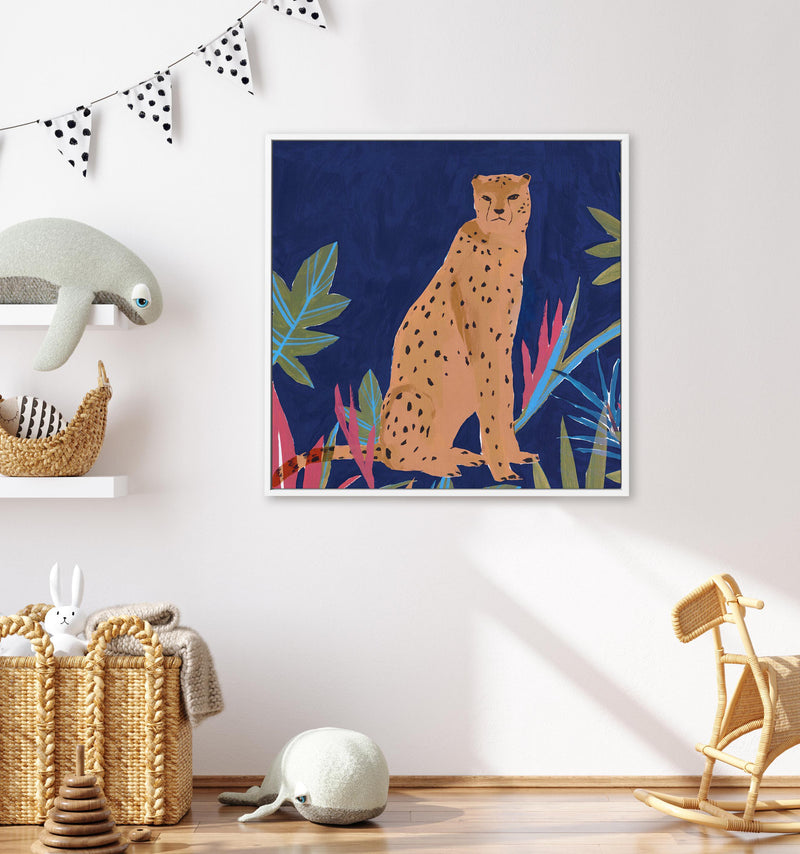 Midnight Cheetah SQ Framed Canvas-CANVAS-You can shop wall art online with Olive et Oriel for everything from abstract art to fun kids wall art. Our beautiful modern art prints and canvas art are available from large canvas prints to wall art paintings and our proudly Australian artwork collection offers only the highest quality framed large wall art and canvas art Australia - You can buy fashion photography prints or Hampton print posters and paintings on canvas from Olive et Oriel and have the