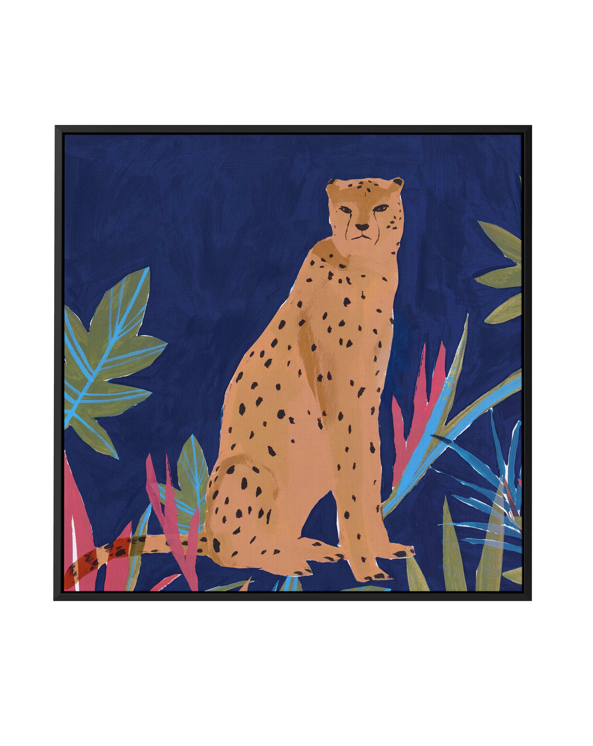 Midnight Cheetah SQ Framed Canvas-CANVAS-You can shop wall art online with Olive et Oriel for everything from abstract art to fun kids wall art. Our beautiful modern art prints and canvas art are available from large canvas prints to wall art paintings and our proudly Australian artwork collection offers only the highest quality framed large wall art and canvas art Australia - You can buy fashion photography prints or Hampton print posters and paintings on canvas from Olive et Oriel and have the