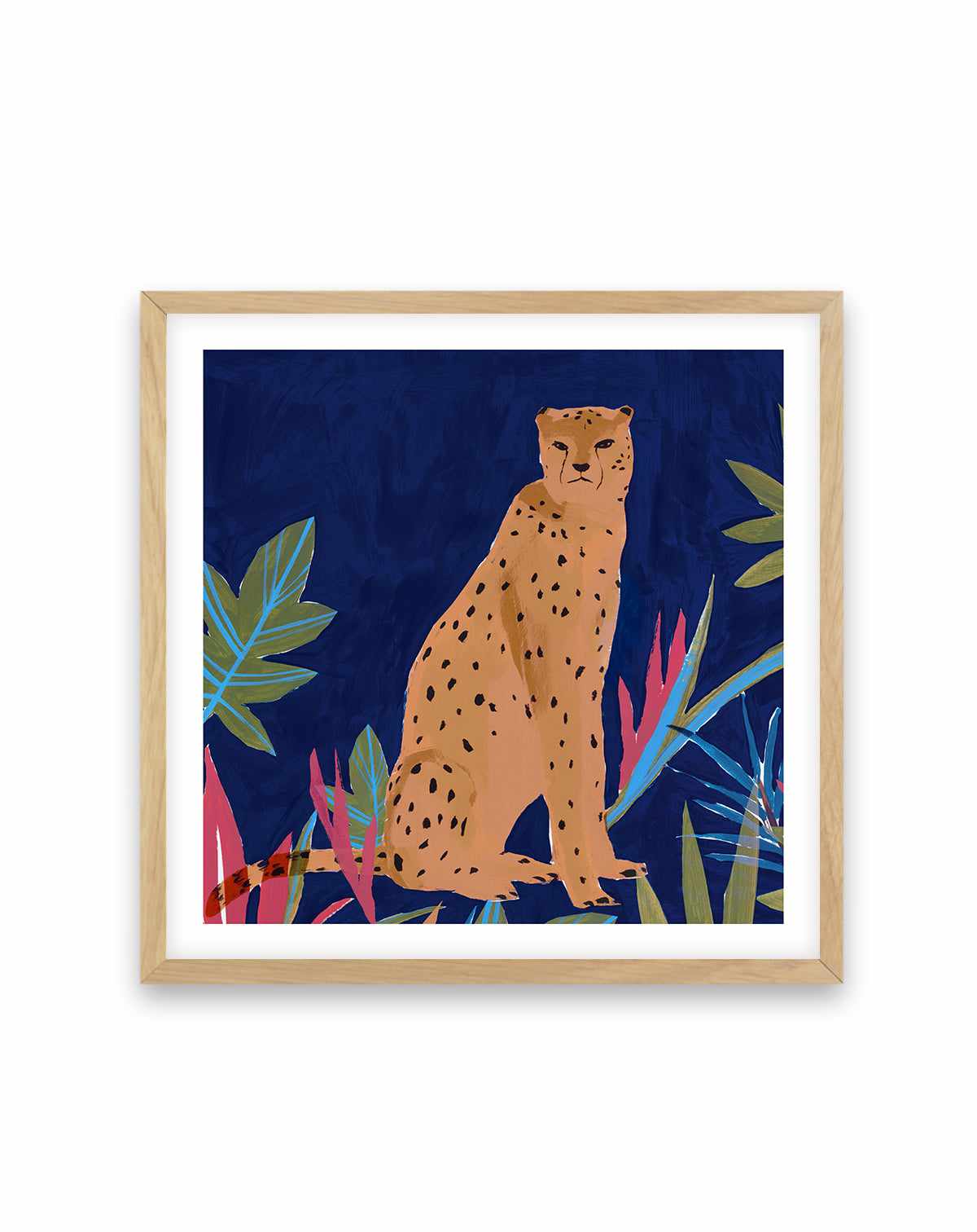 Midnight Cheetah Square Art Print